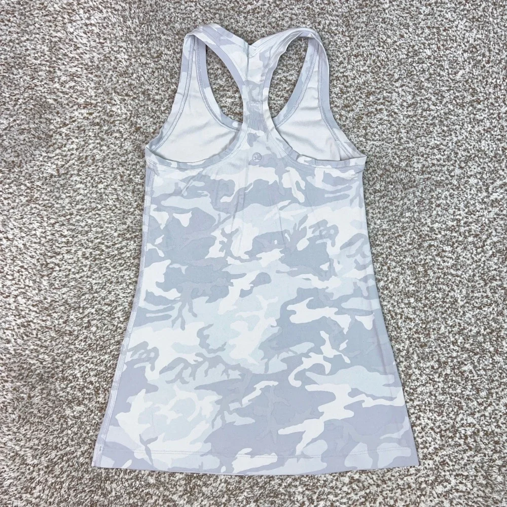 Lululemon Tank Top Womens Small Gray White Camo Racerback Athletic Workout Gym